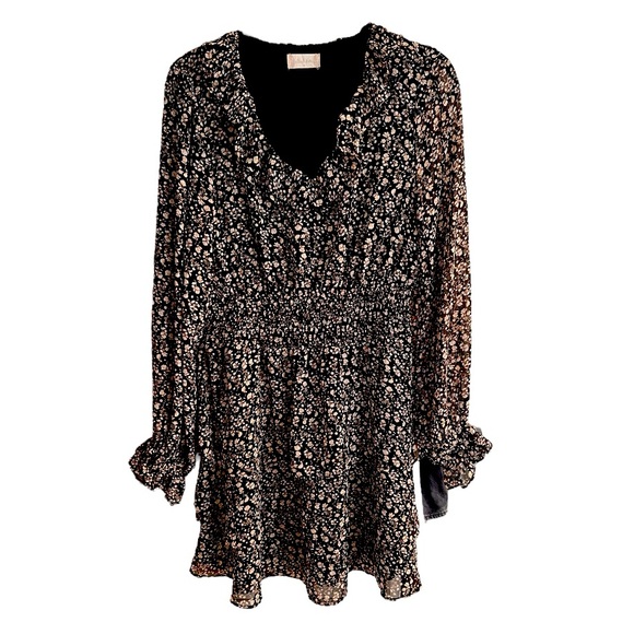 Altar’d State Floral Print Smocked Waist Long Sleeve Ruffled Detailing Dress - Picture 3 of 10